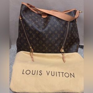 Louis Vuitton Monogram Tote in Brown and Tan Leather Trim